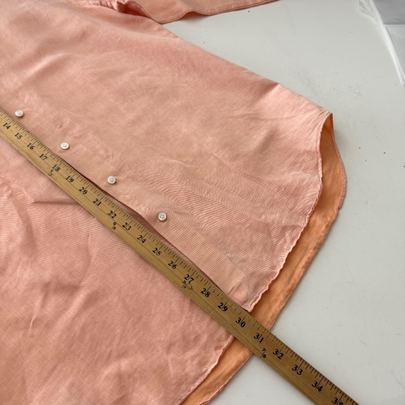 Peter Millar Collection Light Peach Orange Linen Blue Button Up Shirt Men MEDIUM - Picture 7 of 7
